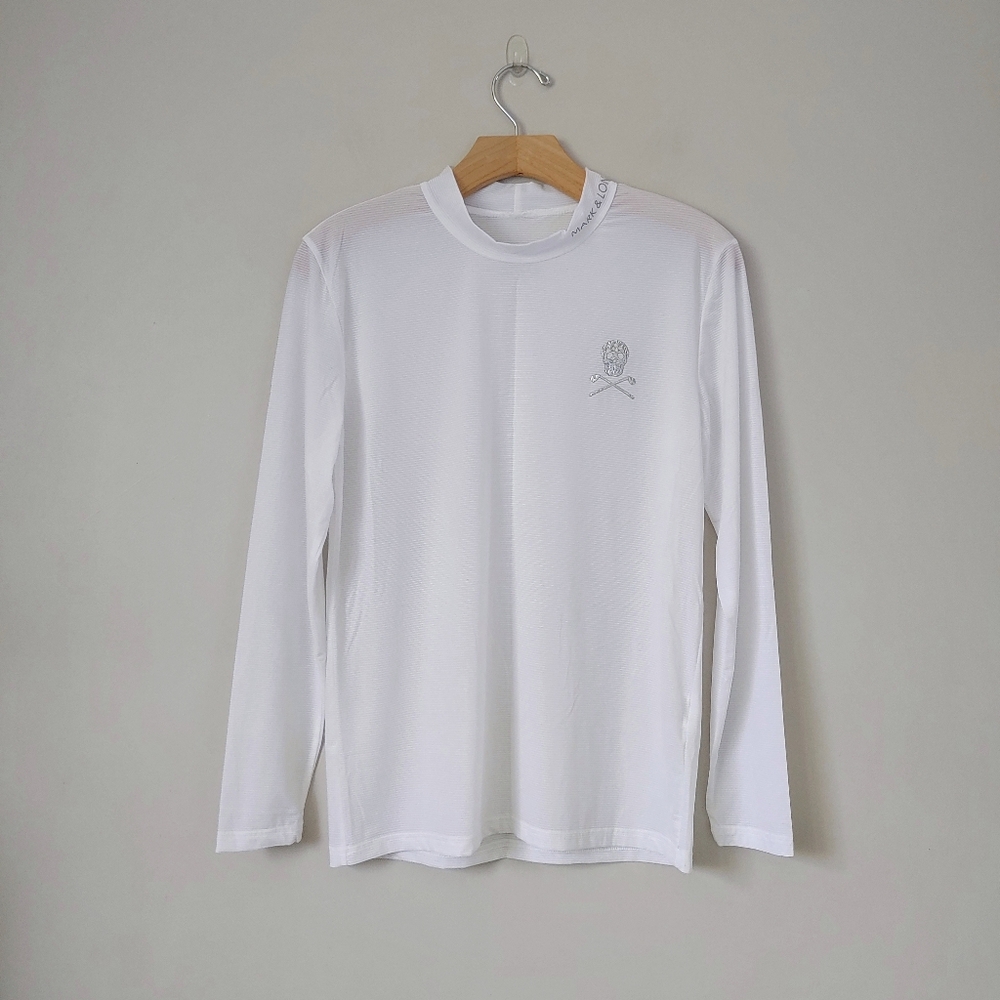 Mark & Lona Golf Mock Neck Top Long Sleeves Lightweight Size Large White